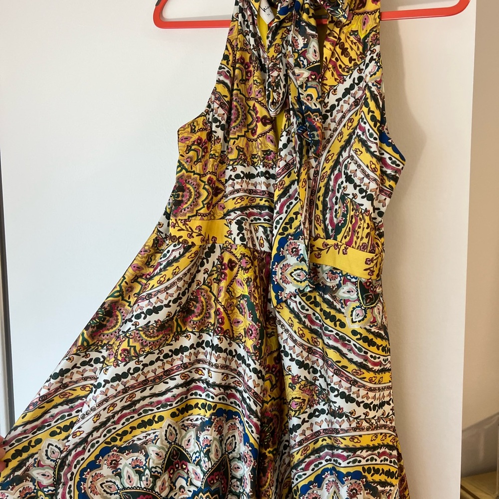 Nicole Miller Yellow and Blue Paisley halter Dress